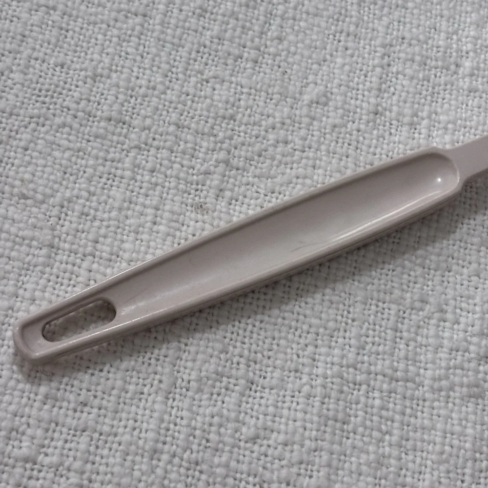 Ekco Slotted Pasta Spoon Vintage Dishwasher Safe USA Almond Serving Utensil Food